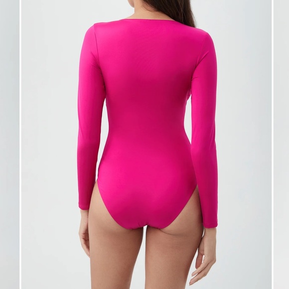 TRINA TURK SWIM Monaco Long Sleeve Ring Front One Piece Paddle Suit Size Medium - Picture 2 of 9